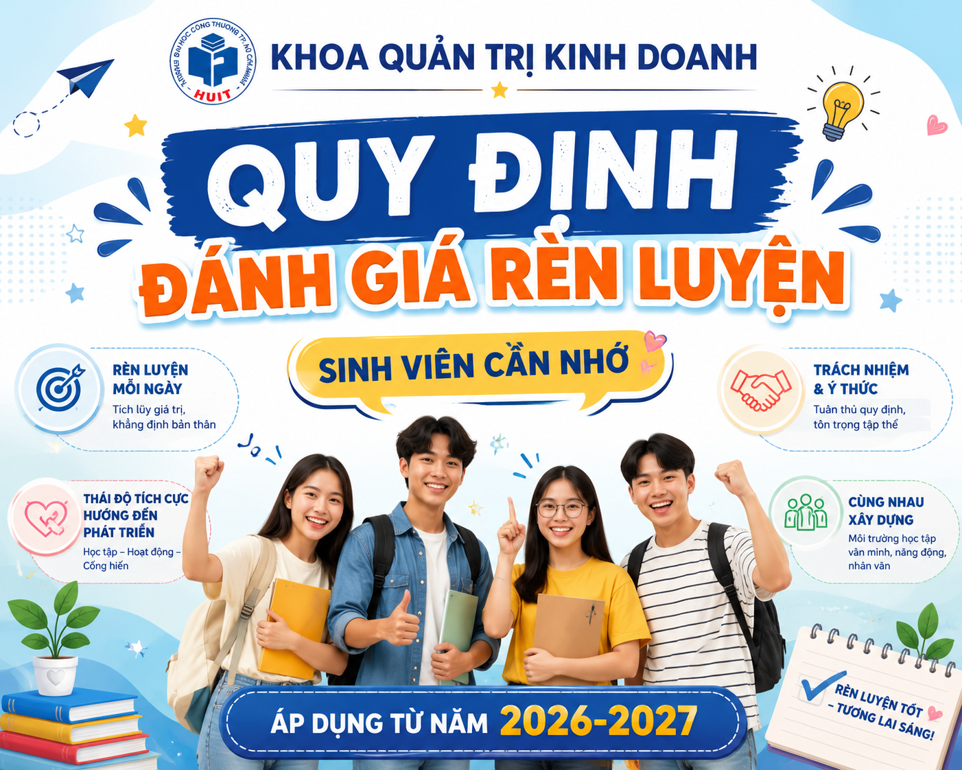 Ban hành Quyết định về việc Quy định đánh giá rèn luyện sinh viên áp dụng từ năm học 2026-2027