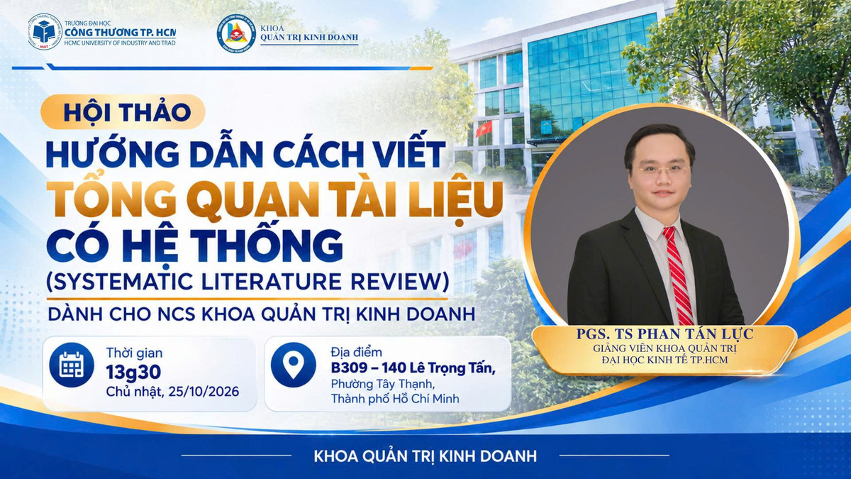 Hội thảo hướng dẫn cách viết tổng quan tài liệu có hệ thống (Systematic Literature Review) cho NCS khoa QTKD