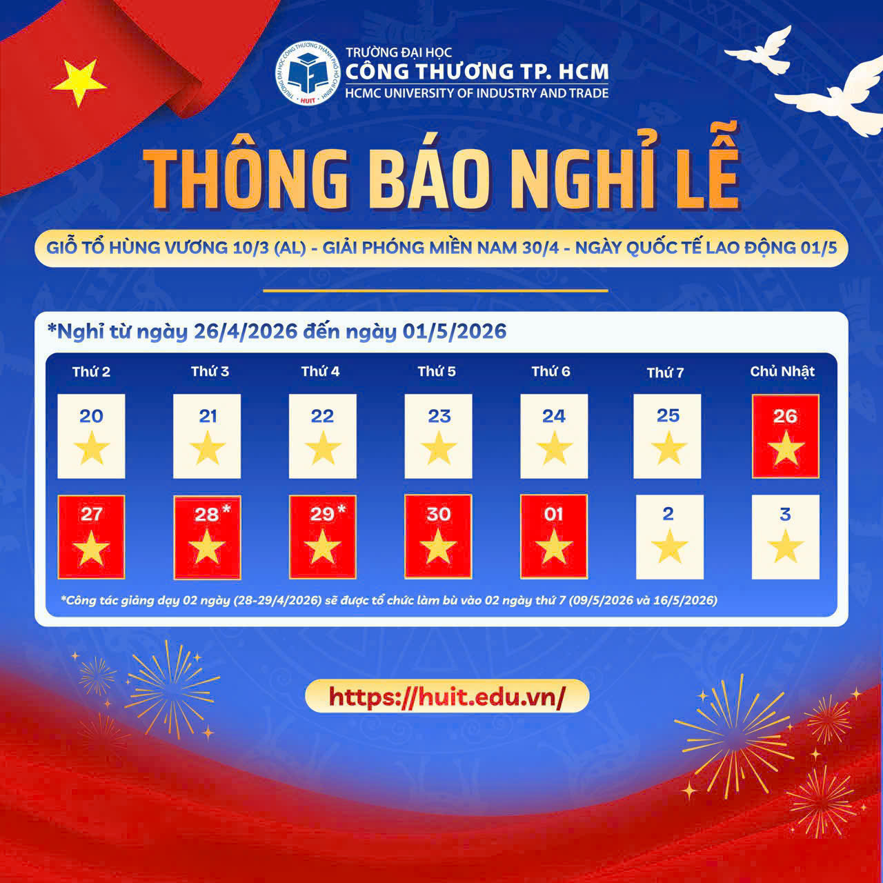 THÔNG BÁO NGHỈ LỄ