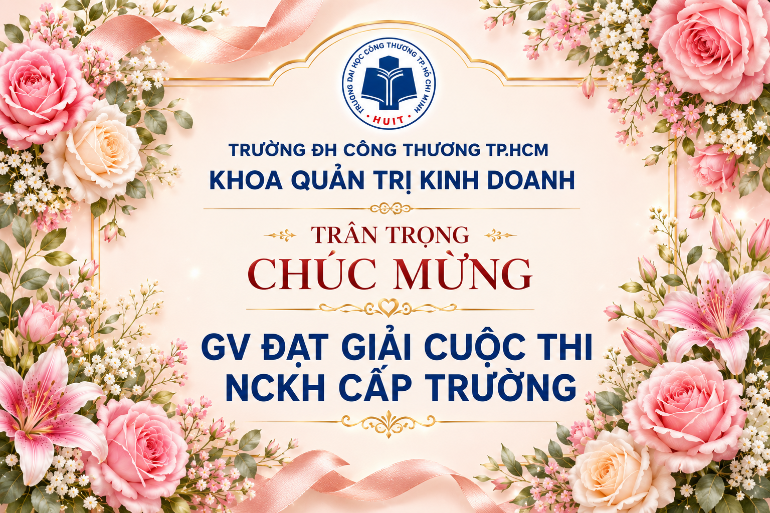 VINH DANH GIẢNG VIÊN KHOA QTKD TRONG CUỘC THI SINH VIÊN NCKH CẤP TRƯỜNG NĂM 2026
